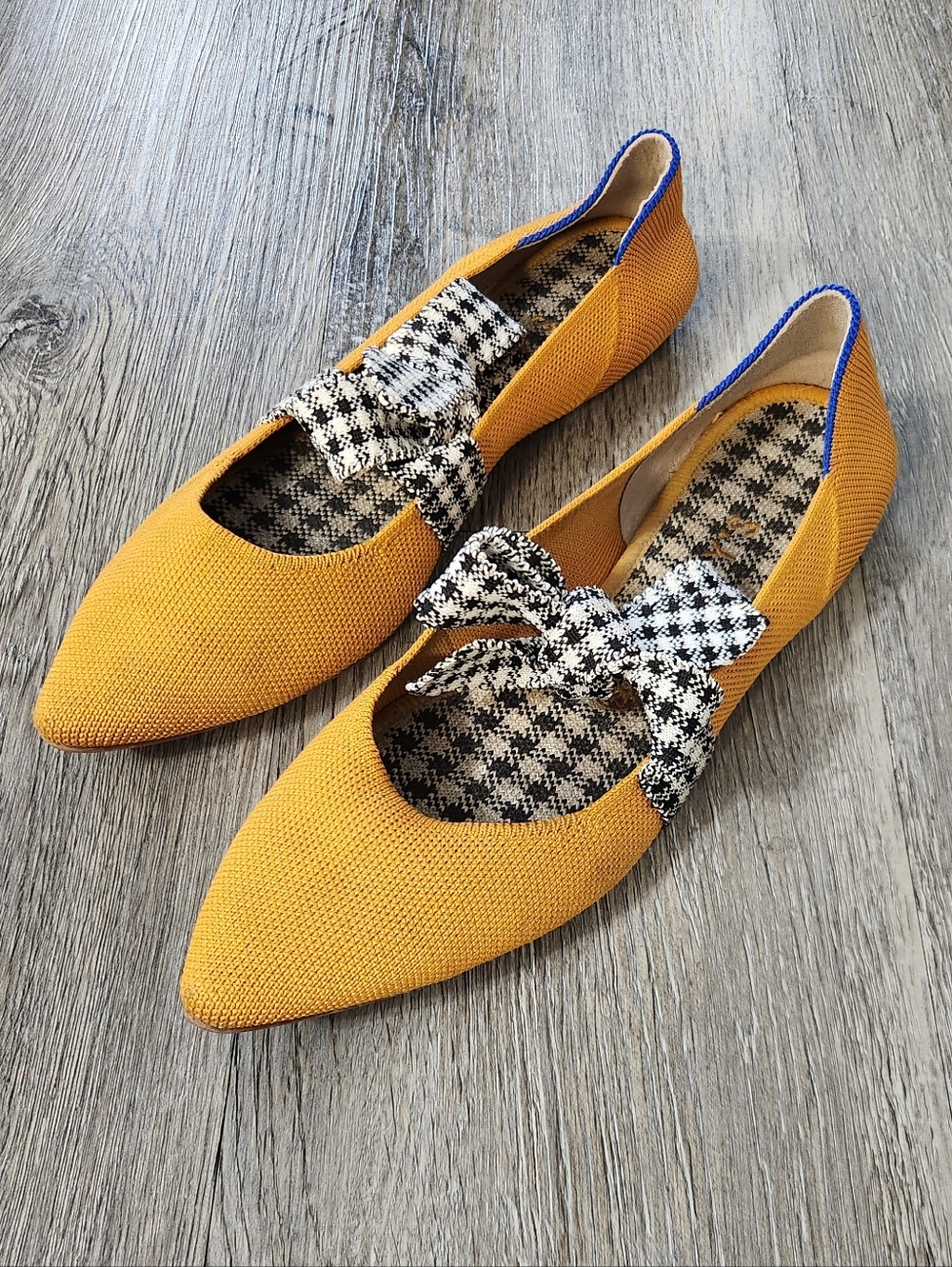 Rothys Golden Gingham Mary Jane Pointed Toe Flat - Picture 5 of 12